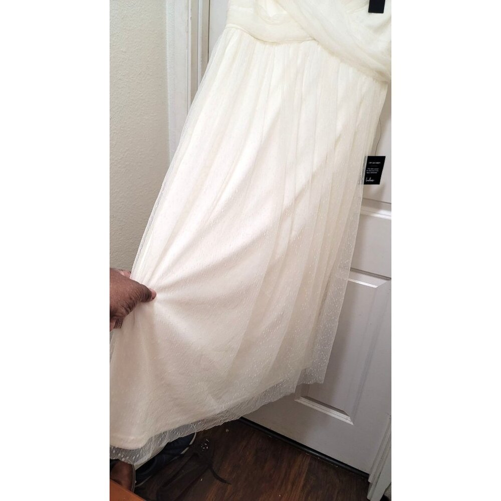 NWT! Lulus Mesmerized By You Cream Dotted Tulle Midi Dress - Picture 9 of 13